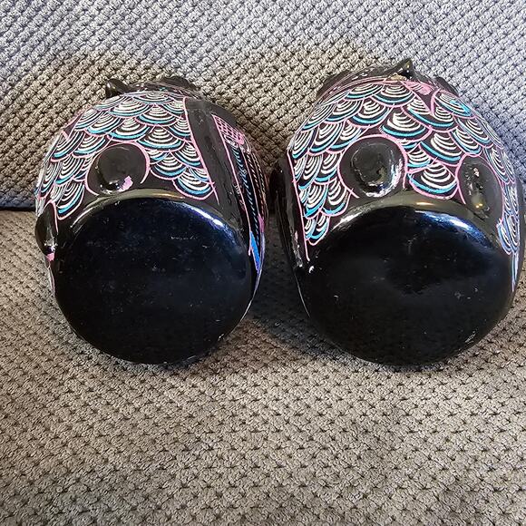 Vintage Burmese Lacquerware Owl Jar Set Purple & Black - Picture 5 of 10